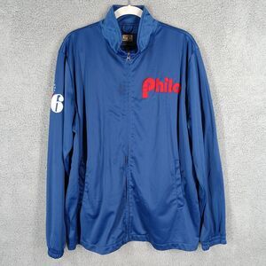 Philadelphia 76ers Hardwood Classics Men's Size Large Blue Full Zip Track Jacket